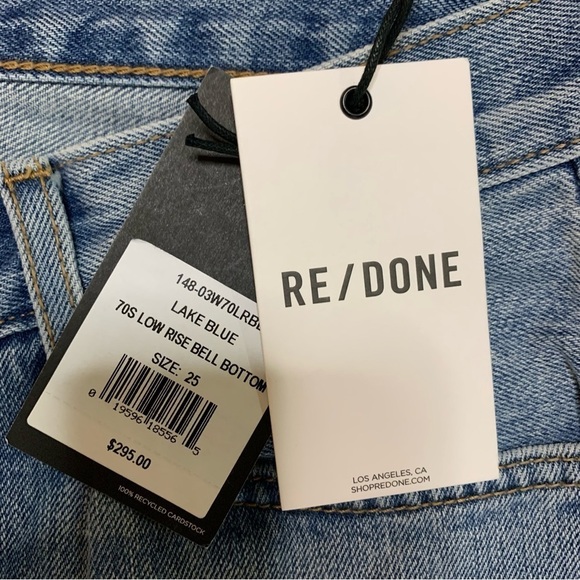 RE/DONE 70s Low-Rise Bell Bottom Jeans In Lake Blue New With Tags Size 25 - Picture 13 of 16